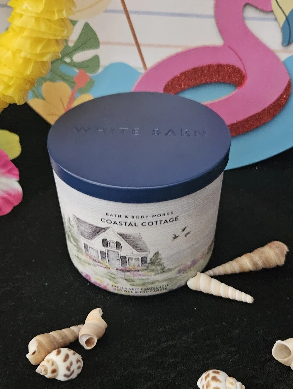 NWT Bath & Body Works Coastal Cottage 3-wick Candle - Blue, White